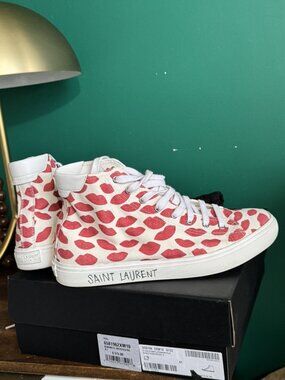 Saint Laurent MALIBU LIPS Printed HIGH-TOP Women's Sneakers EU 41 US 10